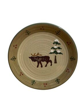 Lodge By Sonoma Home Goods Moose Dinner Plate Rustic Winter Christmas Design 8in